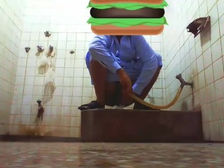 Hunk Pissing On Every Side Public Toilet